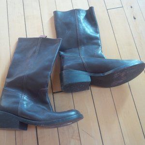 DKNY City VINTAGE Dark Brown Mid Calf Short Leather Boots Sz 5.5 Made in Brazil